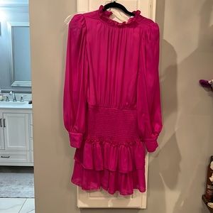 Haisley Smocked Ruffle Tiered Dress Magenta